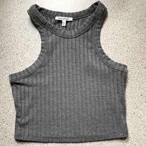 NWOT Express Gray Crop Tank Top Ribbed High Neck M